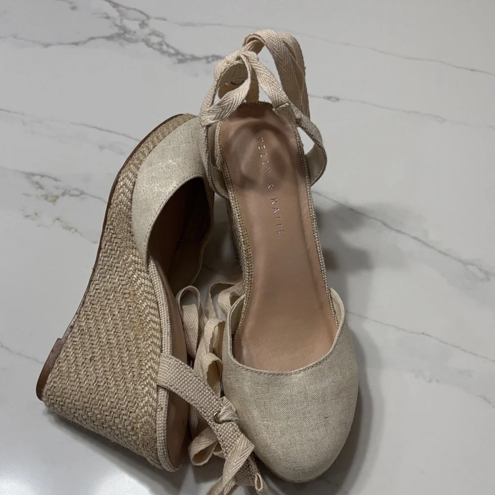 Kelly & Katie Beige Lace-Up Espadrilles